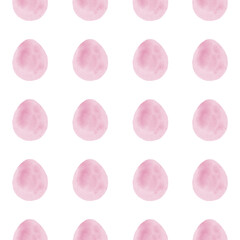 Seamless pattern with easter eggs, hand drawn illustration in watercolor style