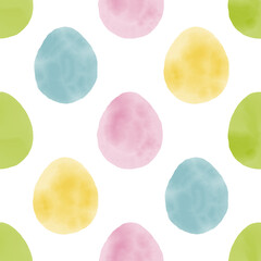 Seamless pattern with easter eggs, hand drawn illustration in watercolor style