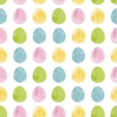 Seamless pattern with easter eggs, hand drawn illustration in watercolor style