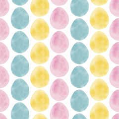 Seamless pattern with easter eggs, hand drawn illustration in watercolor style