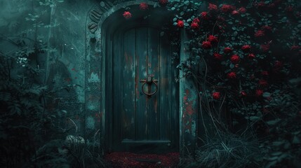 The door is dark, magical, mysterious, fantastic, and filled with sadness. - obrazy, fototapety, plakaty
