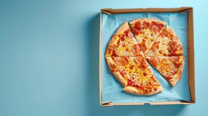 Pizza isolated on blue background