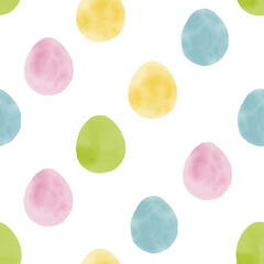 Seamless pattern with easter eggs, hand drawn illustration in watercolor style