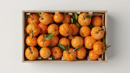 Wooden crate of orange isolated on white background