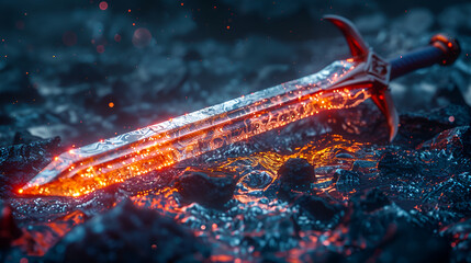 Magic fantasy sword of the elements, generative Ai