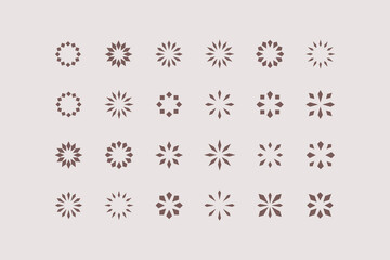 Circle simple design element with rhombus. Set of 24 geometric shape. Circle decor element. Modern abstract geometric ornament.