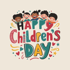 Children's Day t-shirt design template. Children's Day lettering. Children day typography
