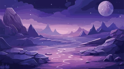 Fototapeten Purple alien space planet game cartoon background © Megan