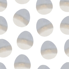 Seamless pattern with easter eggs, hand drawn illustration in watercolor style