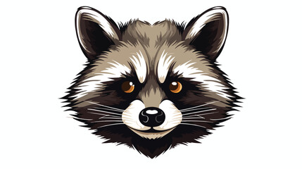 Raccoon funny face character isolated on a white background