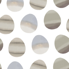 Seamless pattern with easter eggs, hand drawn illustration in watercolor style