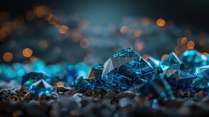 Precious stones, from emeralds to rubies, are carefully cut to maximize their fiery brilliance, each facet polished closeup - obrazy, fototapety, plakaty