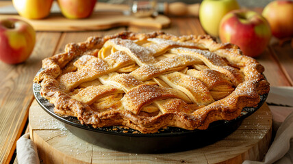 Apple pie freshly baked ready for eating