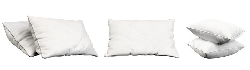 Soft white pillows sleep relaxing clipart on transparent backgrounds 3d illustrations png