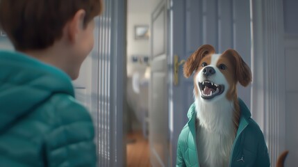 Talking pets in movies often provide comedic relief and a closeup look at our own verbal exchanges - obrazy, fototapety, plakaty