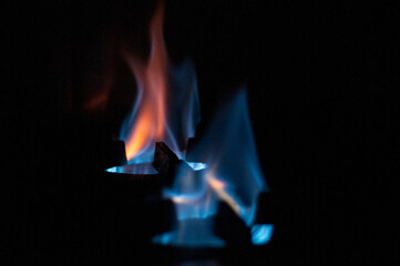Fototapeta premium Fire gas stove in the kitchen