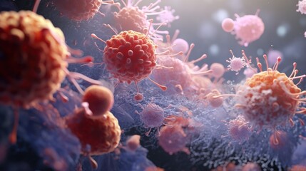 A visually striking 3D animation of immune cells defending the nasal passages against allergens and infections, high detail - obrazy, fototapety, plakaty