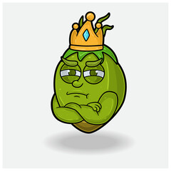 Jealous expression with Coconut Fruit Crown Mascot Character Cartoon.