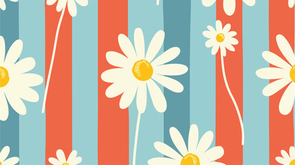 Retro Daisies on Stripes retro pattern daisy print