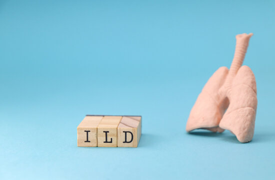 Abbreviation ILD (Interstitial Lung Disease) on blue background