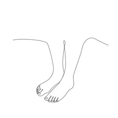 Bare Foot Continuous Thin Line, Minimalist Feet Drawing, One Line Art Barefoot, Single Outline Drawing, Legs Logo, One Line Foot Illustration