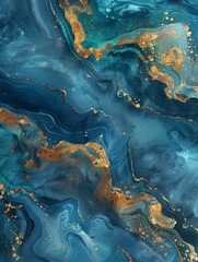 Luxurious Blue Marble Texture with Gold Veins