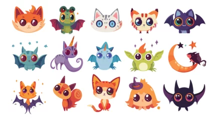 Fotobehang Round animal character game avatars design © Megan