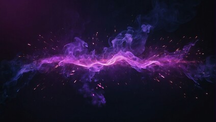 Dark abstract bokeh background, magic smoke and sparks, neon purple.