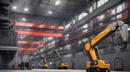 Fototapeta premium Robotic assembly factory
