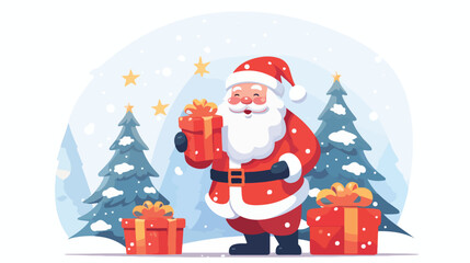 Santa claus with gift. Christmas and New Year winter