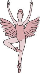 A stanning balerina with wings standing on the one leg © Khai