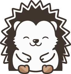 cute hedgehog snuggles with a smile cartoon illustration 