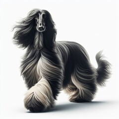 Image of isolated Afghan hound against pure white background, ideal for presentations

