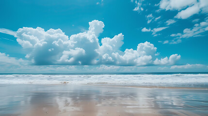 Beautiful tropical beach with blue sky and white cloud
