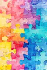 Colorful jigsaw challenge, final piece connection, concept of problemsolving