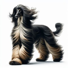 Image of isolated Afghan hound against pure white background, ideal for presentations
