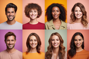 Group of profile picture of multiracial various nationality happy teenager. Diversity concept