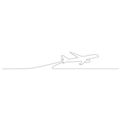 線で描かれたシンプルな飛行機のアウトラインスケッチのイラスト　ベクター