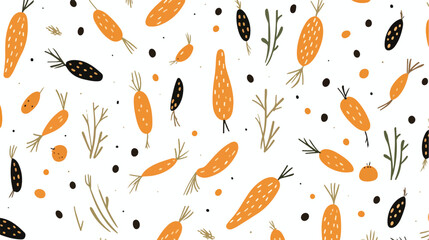 Seamless pattern with carrots  doodles spot 
