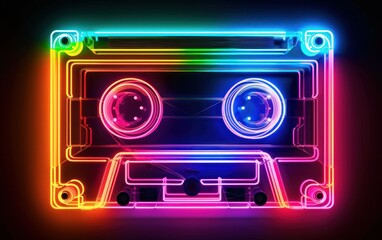 Vibrant Neon Cassette Tape Illustration
