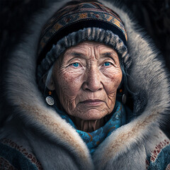 portrait of a russian native old woman 