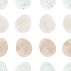 Seamless pattern with easter eggs, hand drawn illustration in watercolor style