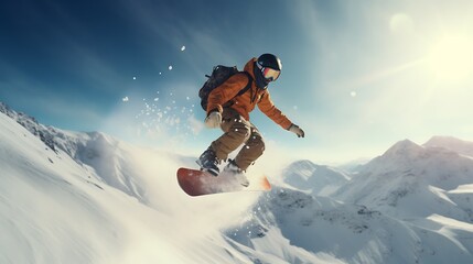 AI-generated inventors creating a groundbreaking winter sports gadget, revolutionizing the way people experience snowboarding and skiing in the modern age - obrazy, fototapety, plakaty