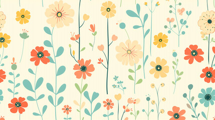 Fototapeta na wymiar Seamless floral pattern on pastel color background