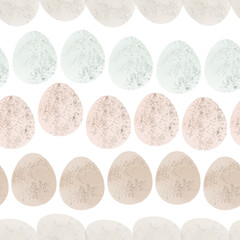 Seamless pattern with easter eggs, hand drawn illustration in watercolor style
