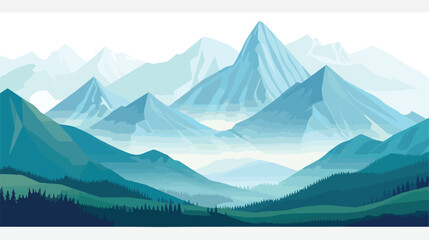 Serene mountain landscape with towering peaks and rol