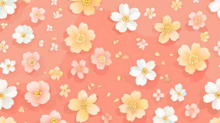 Seamless floral pattern on pastel color background