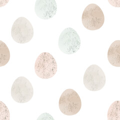 Seamless pattern with easter eggs, hand drawn illustration in watercolor style