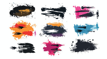 Set of vector paint brush stroke ink splatter and art