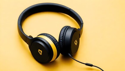 headphones isolated on yellow background